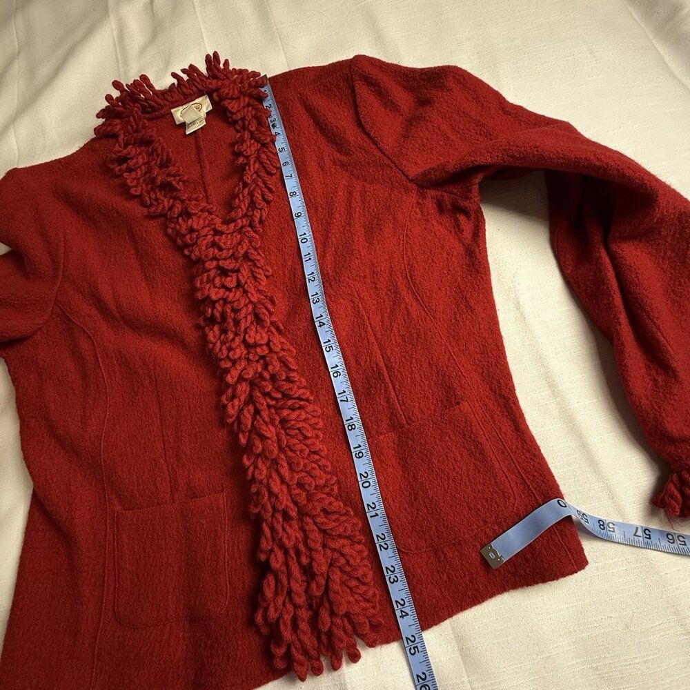 Vintage Talbots Red Boiled Fringe 100% Wool Cardi… - image 7